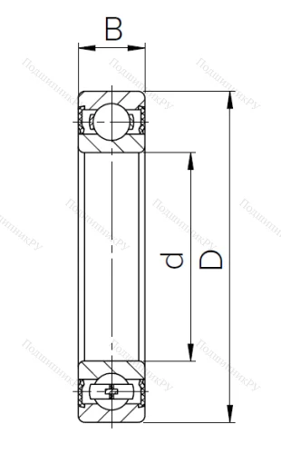 Шариковый однорядный подшипник 1000819 2RS (61819 2RS) в Владивостоке