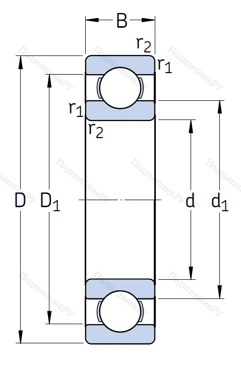 Однорядный шариковый подшипник 6311 C 3