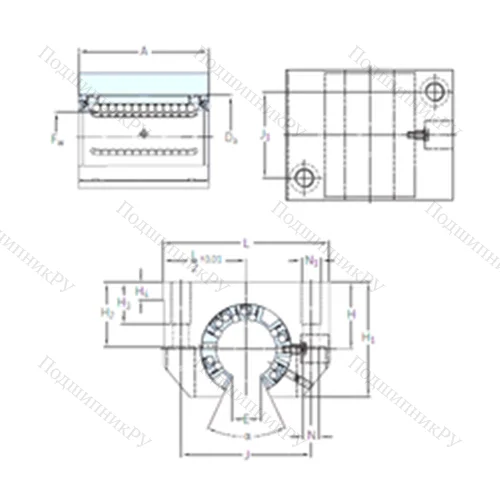 Подшипник шариковый линейный LUNF 12-2LS