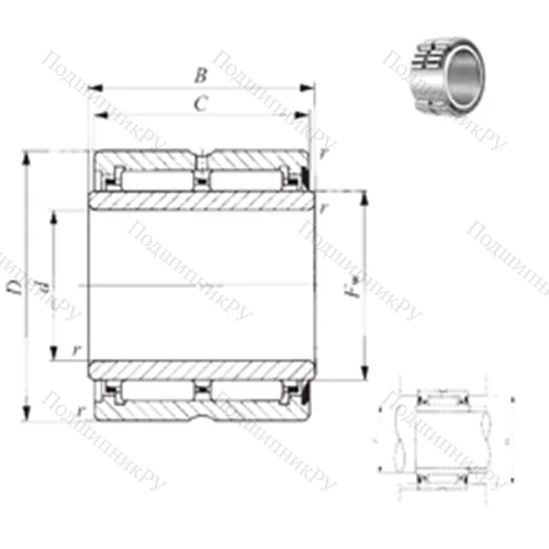 Подшипник игольчатый радиальный NA 6908U от производителя  IKO