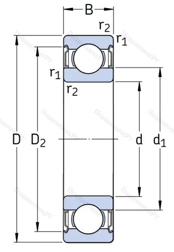 Однорядный шариковый подшипник 6309 2Z/C 4 от производителя  SKF