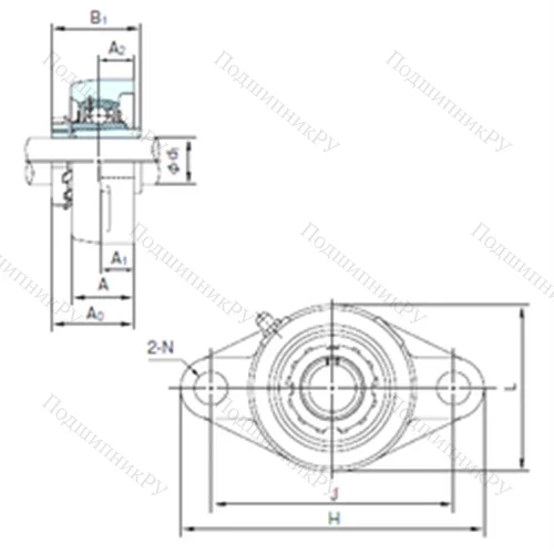 Подшипниковый узел шариковый радиальный UKFL 205+H 2305