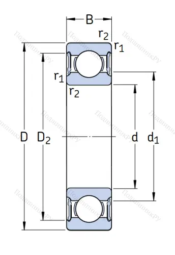 Однорядный шариковый подшипник 61810-2RS 1 от производителя  SKF