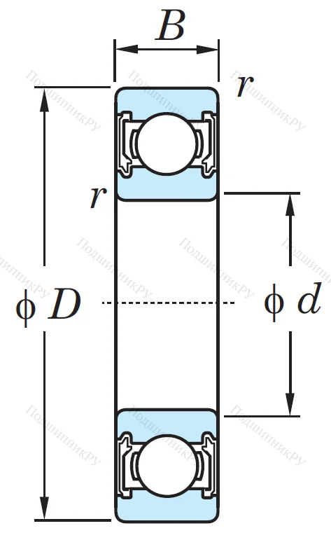 Однорядный шариковый подшипник 6209 2RU CM
