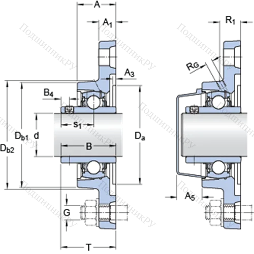 Фланцевые подшипниковые узлы типа Y (корпус типа Y-TECH, овальный фланец, крепление стопорными винтами) FYTB 1.1/2 TF