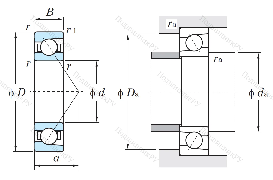 Однорядный шариковый подшипник 7204 B