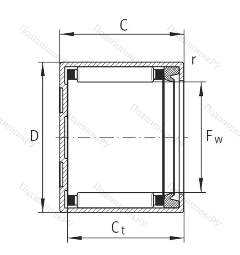 Игольчатый подшипник BK 1514 RS L 271 от производителя  INA