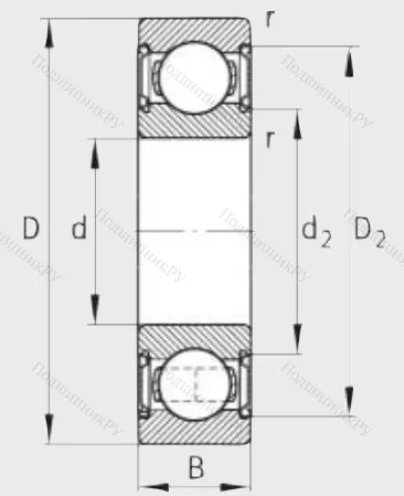 Однорядный шариковый подшипник 6207 C 2Z