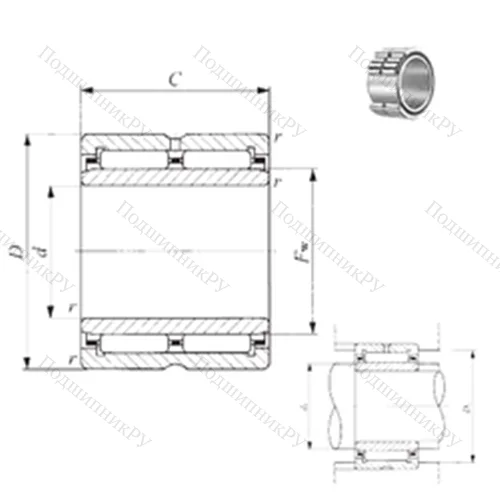 Подшипник игольчатый радиальный NA 6915