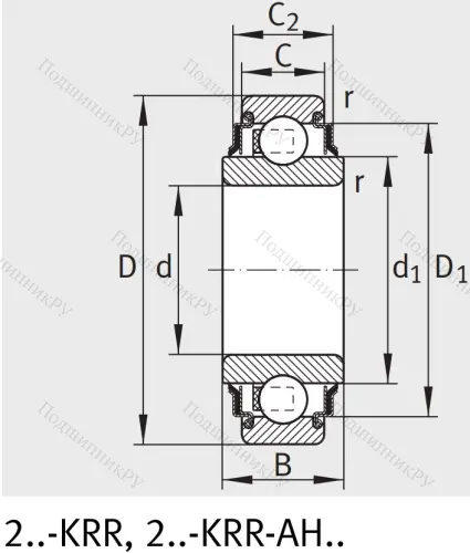 Закрепляемый подшипник 207 XL KRR-AH 03 от производителя  INA