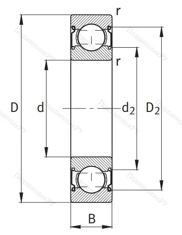 Однорядный шариковый подшипник 6010 2Z от производителя  FAG