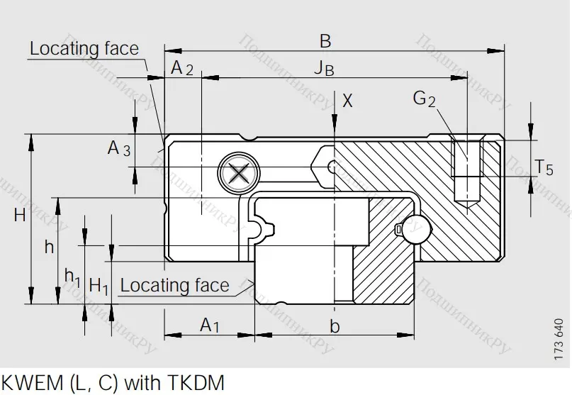 Каретка коррозионностойкая, двухрядная KWEM 15-G 2-G 2-B-V 0