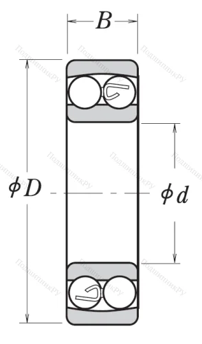 Двухрядный шариковый подшипник 1304 от производителя  NSK