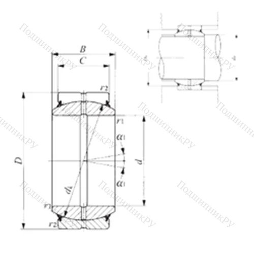 Подшипник скольжения сферический GE 30ES-2RS от производителя  IKO