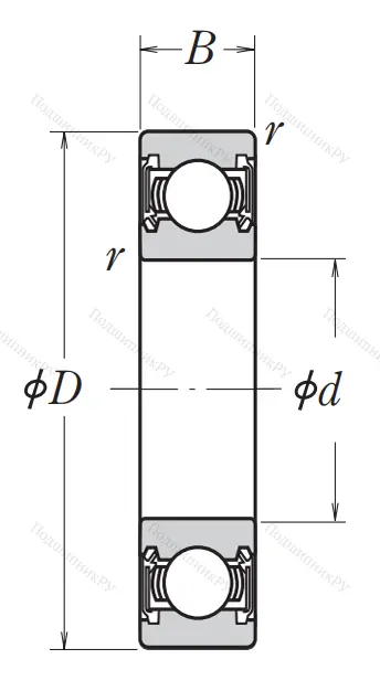 Однорядный шариковый подшипник 6213 DDU NR