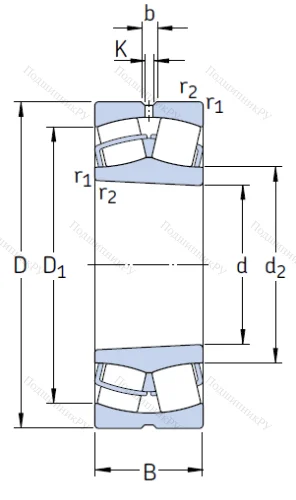 Сферический роликовый подшипник с конической посадкой на вал 22211 EK