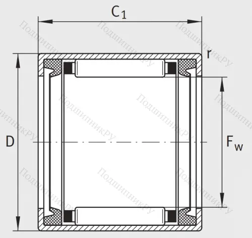 Игольчатый подшипник HK 2516 2RS L 271 от производителя  INA