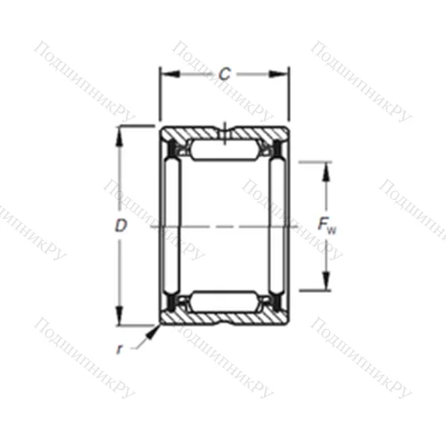 Подшипник игольчатый радиальный HJ-101816,2RS