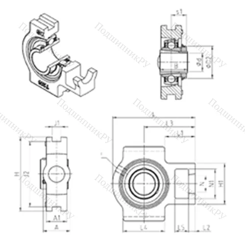 Подшипниковый узел шариковый радиальный UKT 319H