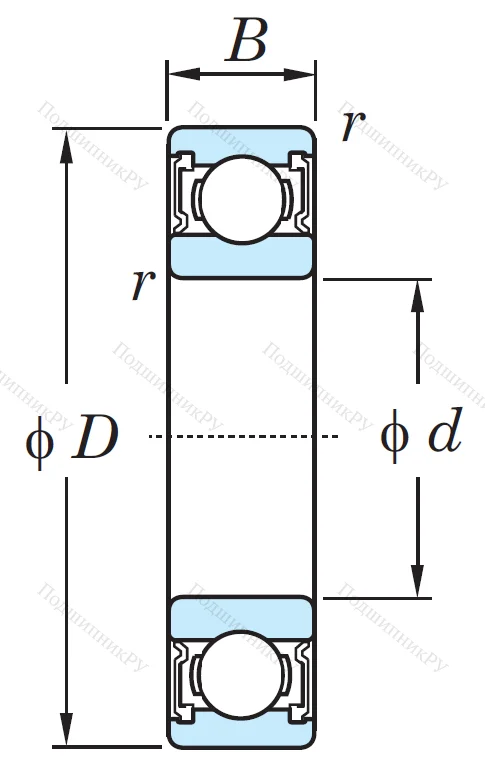 Однорядный шариковый подшипник 6211 2RS CM
