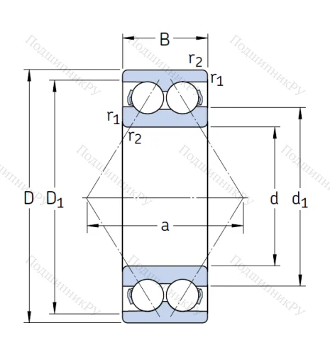 Двухрядный шариковый подшипник 3206 A 2RS 1TN 9/C 3MT 33 от производителя  SKF