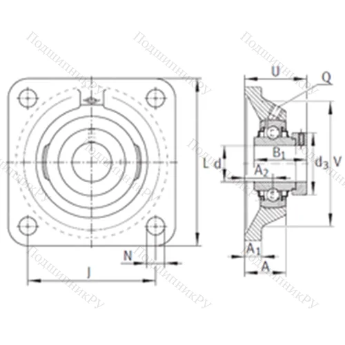 Подшипниковый узел шариковый радиальный RCJ 2-3/16