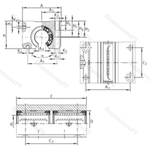 Подшипник шариковый линейный KTNO 30 C-PP-AS