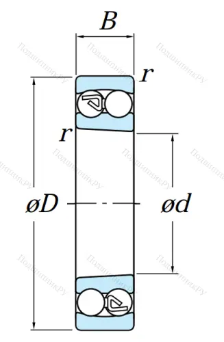 Двухрядный шариковый подшипник 1311 K от производителя  KOYO