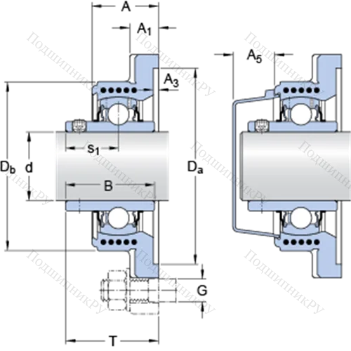 Фланцевые подшипниковые узлы типа Y (корпус типа Y-TECH, квадратный фланец, крепление стопорными винтами) FYK 35 TEF