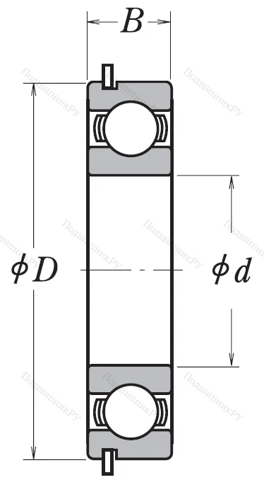 Однорядный шариковый подшипник 6303 DDU NR