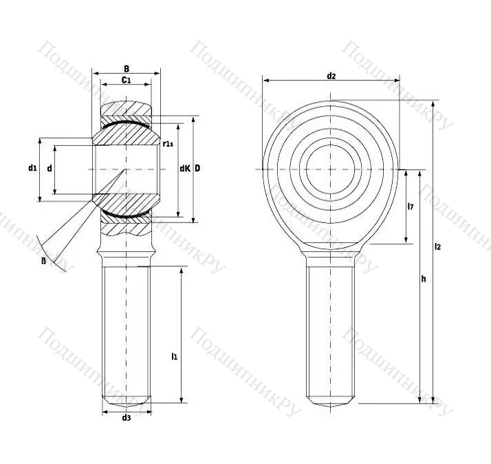 Шарнирная головка с наружной левой резьбой GAKL 12 PW A