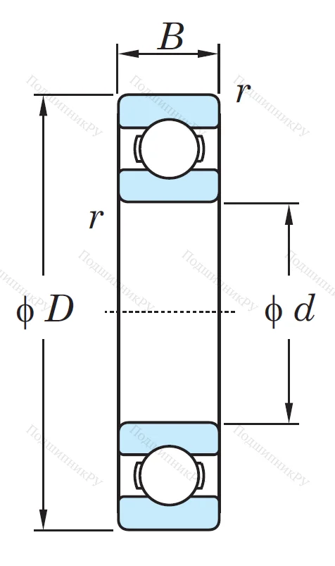 Однорядный шариковый подшипник 6206 C 3