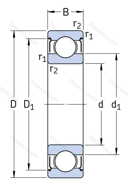 Однорядный шариковый подшипник 6307 2Z