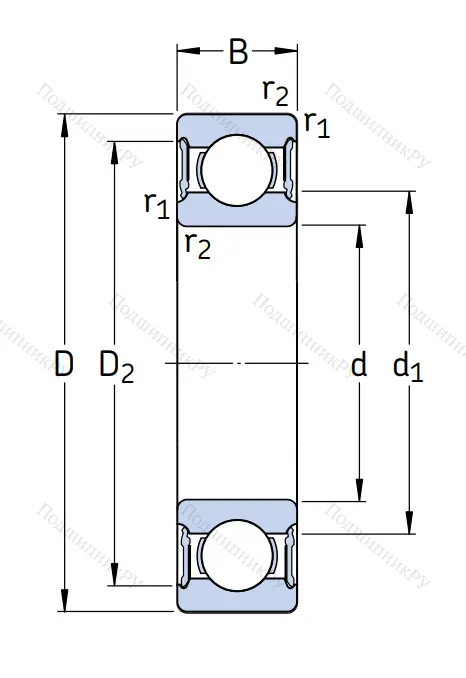 Однорядный шариковый подшипник W 6204 2RS 1