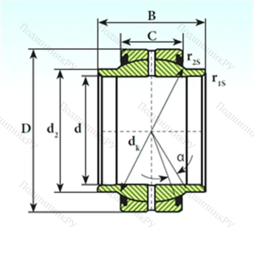 Подшипник скольжения сферический GEEM 60 ES 2RS от производителя  ISB
