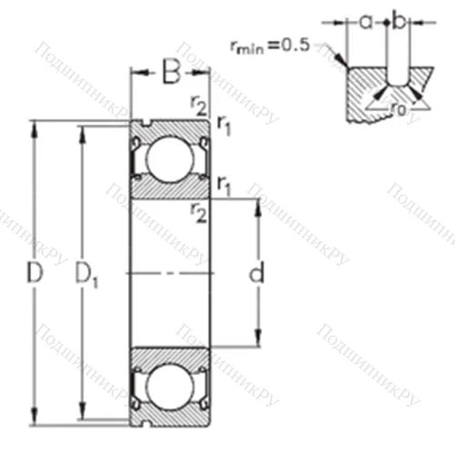 Подшипник шариковый радиальный 6015-2Z-N