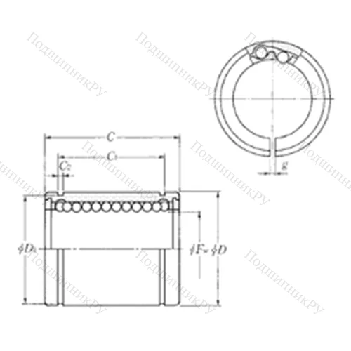 Подшипник шариковый линейный KLM 20SLL