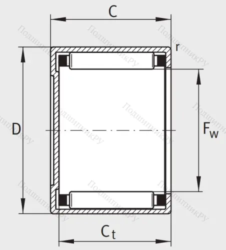 Игольчатый подшипник BK 1212 от производителя  INA