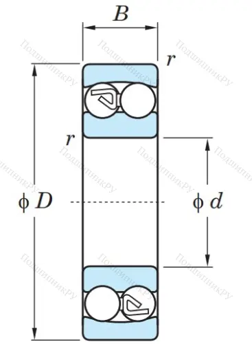 Двухрядный шариковый подшипник 1306 от производителя  KOYO