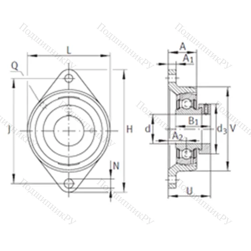 Подшипниковый узел шариковый радиальный PCJT 1-1/4-206