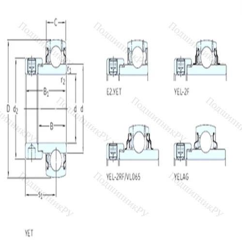 Подшипник шариковый радиальный YET 209-112 от производителя  SKF