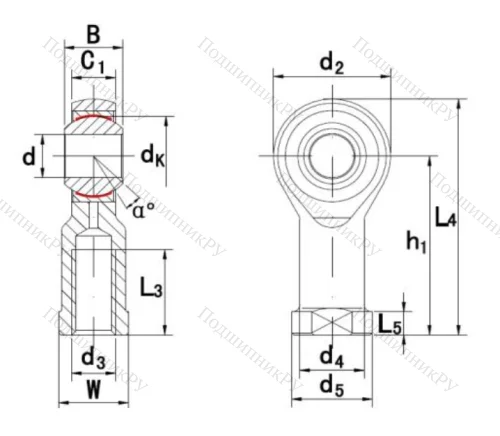 Шарнирная головка с внутренней правой резьбой GIKR 8 PW A в Владивостоке