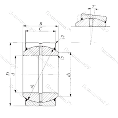 Подшипник скольжения сферический SBB 12-2RS