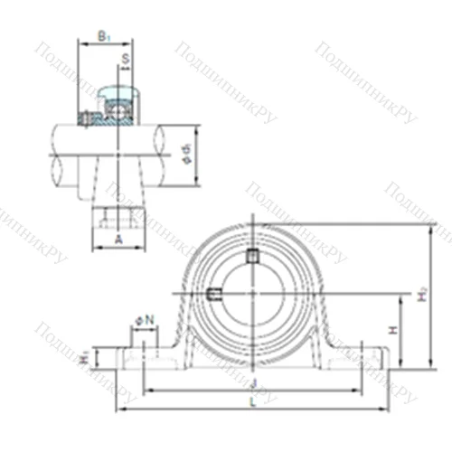 Подшипниковый узел шариковый радиальный UP 08