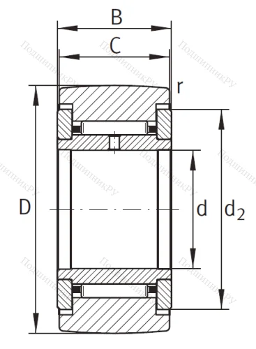 Игольчатый подшипник NATR 12 от производителя  INA