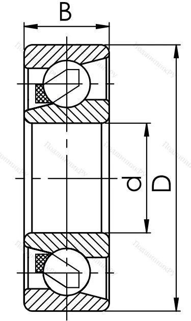 Радиально-упорный шариковый подшипник 36208 E