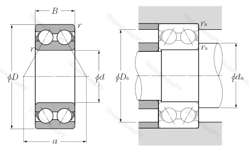 Двухрядный шариковый подшипник 5208 S от производителя  NTN