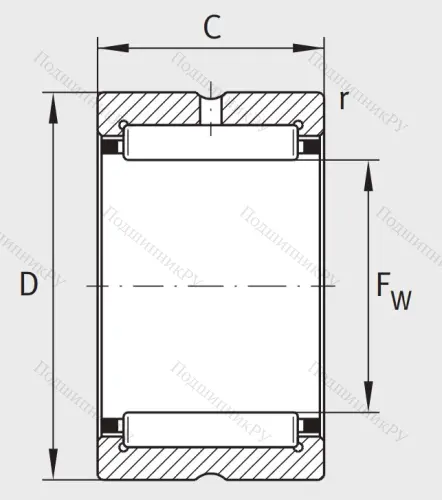 Игольчатый подшипник NK 22/16 XL от производителя  INA