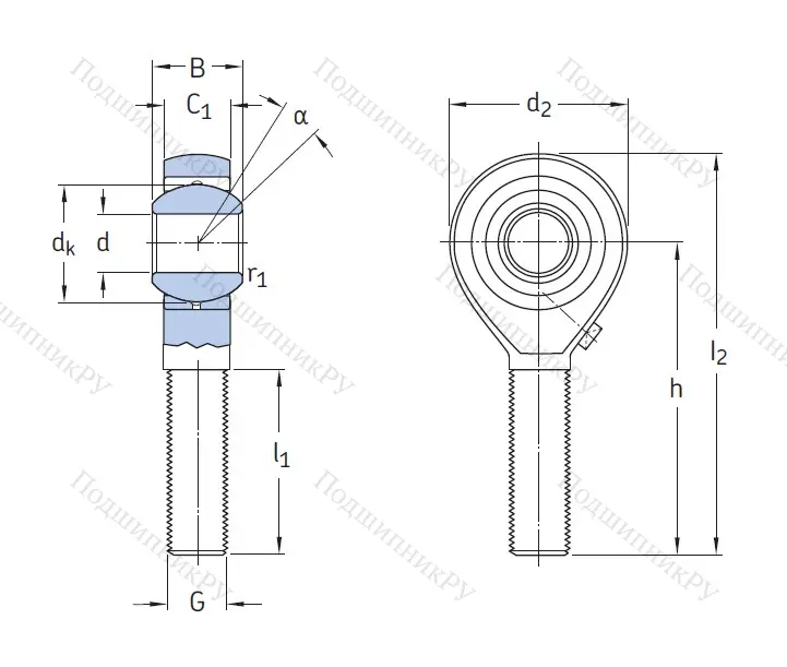 Наконечник штока с внешней резьбой SAKAC 12 M