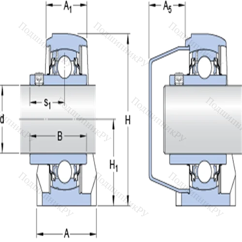 Стационарные подшипниковые узлы типа Y (литой корпус, крепление стопорными винтами) SYWK 1.15/16 LTA